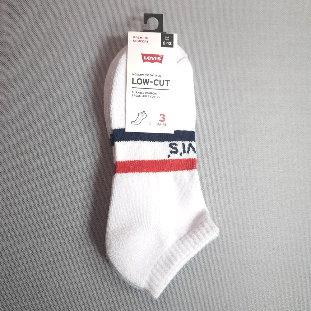 Levi's 3 Pairs Men's Half Cushion Low-Cut Socks Shoe Size 6-12‎ Durable Comfort